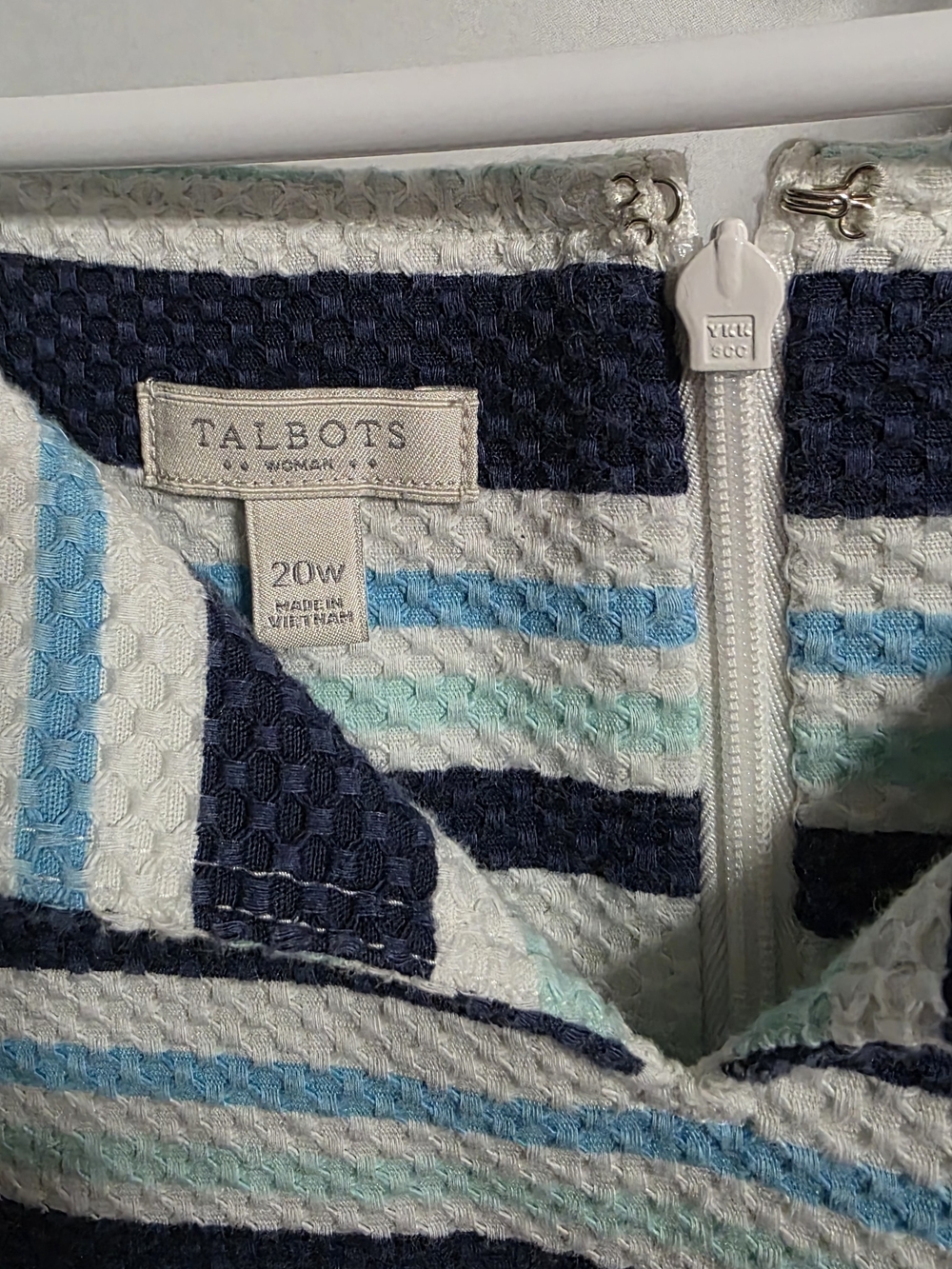 Talbots Navy, White & Aqua Striped Women's Dress 20W